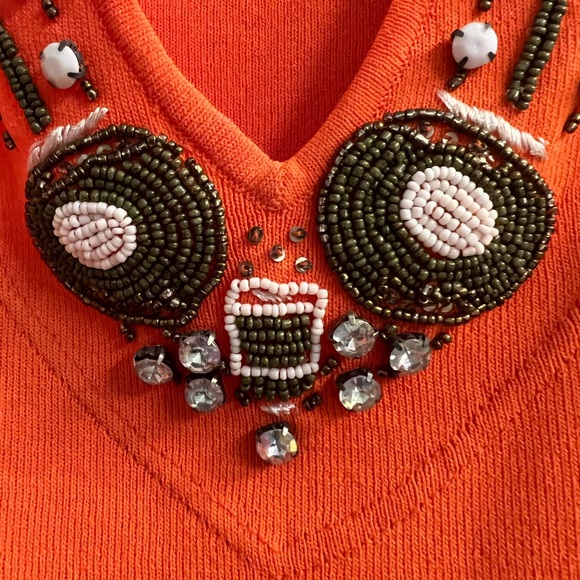 Joseph A. Beaded Orange knit tank - Picture 4 of 8